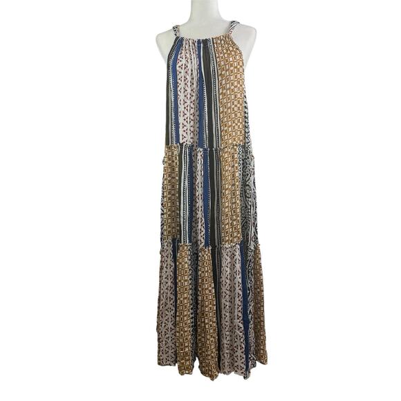 Elan New Western Tiered Maxi Dress Small Halter Tie Neck Bohemian Southwestern - Picture 15 of 15